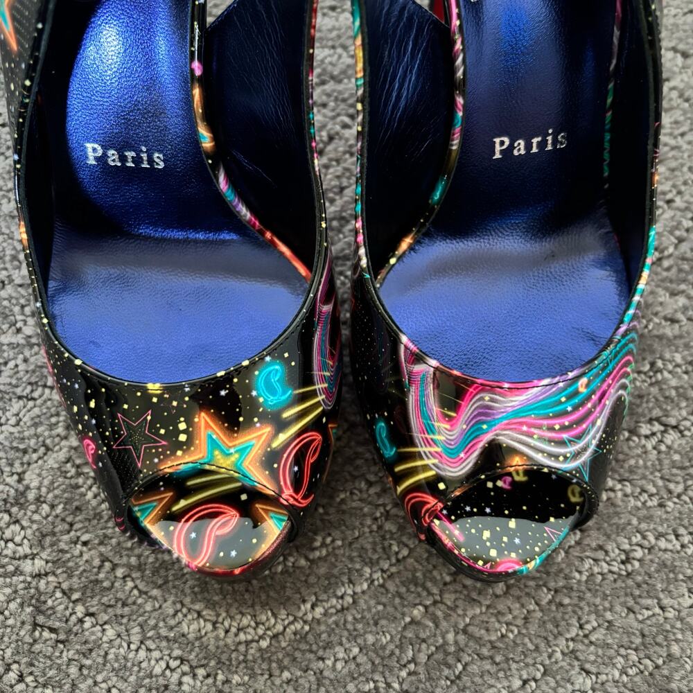 Christian Louboutin Hot Chic Sling Alta 120 Starlight Multicolor Pumps Size 36.5 - Picture 5 of 15